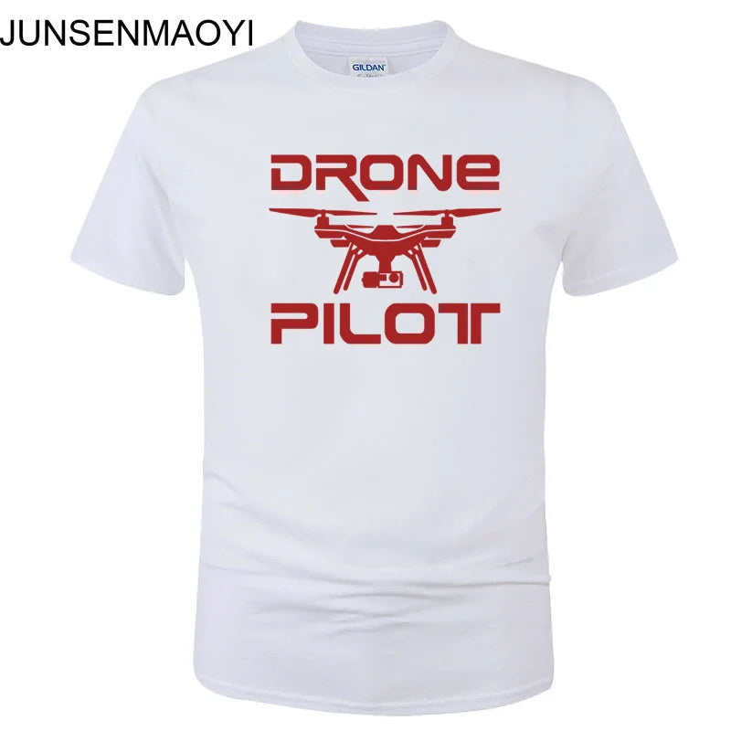 2025 New DRONE PILOTUAV Funny Printed T Shirt Summer Casual Cotton Short Sleeve O-Neck Men Clothing Brand Tee Plus Size XS-XXXL