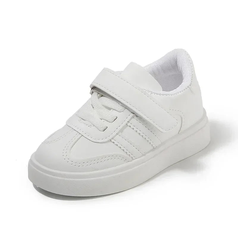Kids Sports Shoes for School 2025 New Fashion Boys Girls White Shoes Non-slip Soft Sole Children Casual Shoes Hook&loop Trendy
