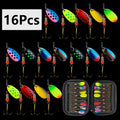 16/10pcs Fishing Spinner Metal Lures with Tackle Boxes Crankbaits Wobblers Metal Sequin Trout Spoon With Hooks for Carp Fishing