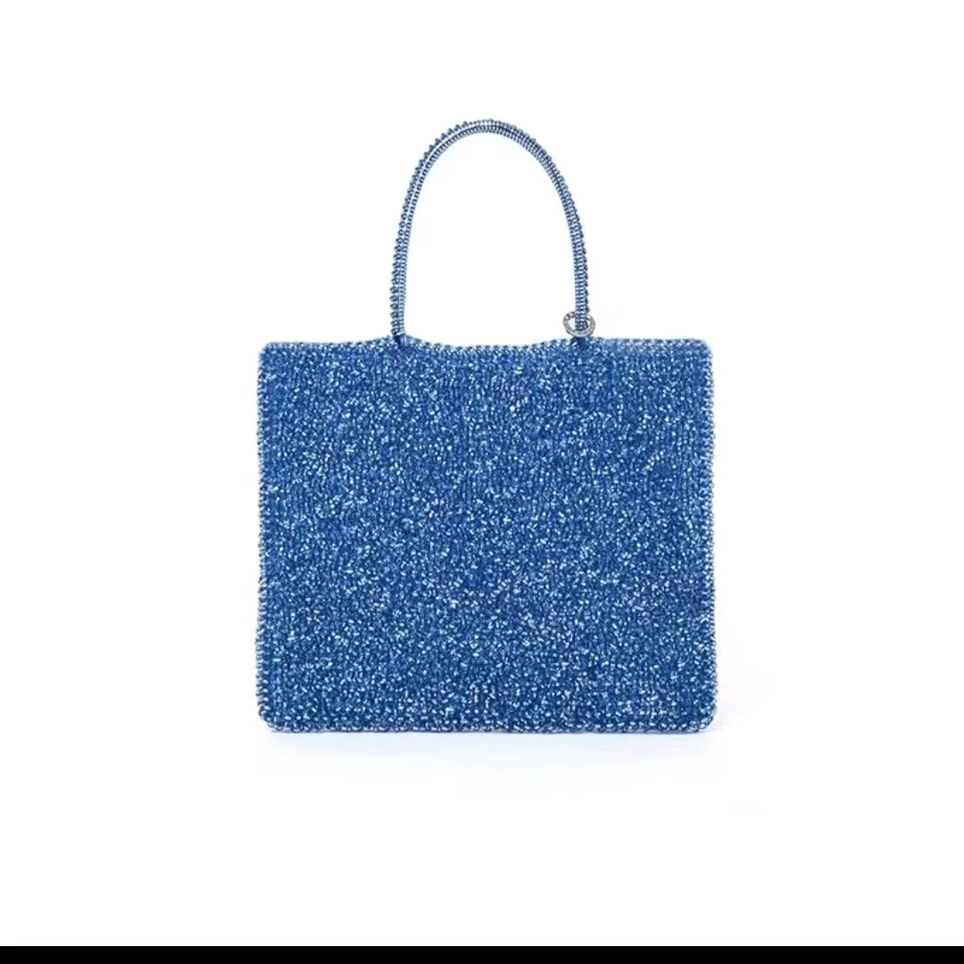 Women's handbag 2022 summer pure manual PVC woven shiny women's bag, Single Shoulder Messenger Bag