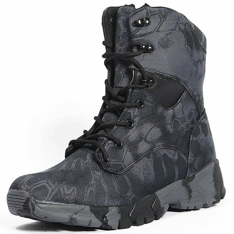 Hunting Boots Men's High Top Camouflage Breathable Tactical Shoes Outdoor Hiking Wear-Resistant Waterproof Mountaineering Boots