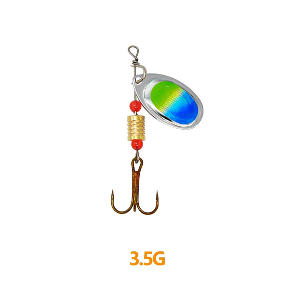 1Pcs 3G 3.5G 4.5G Spinner Lures Rotating Spinners Spoon Hard Bait Pike Metal With Treble Hooks Fishing Lure Pesca Tackle