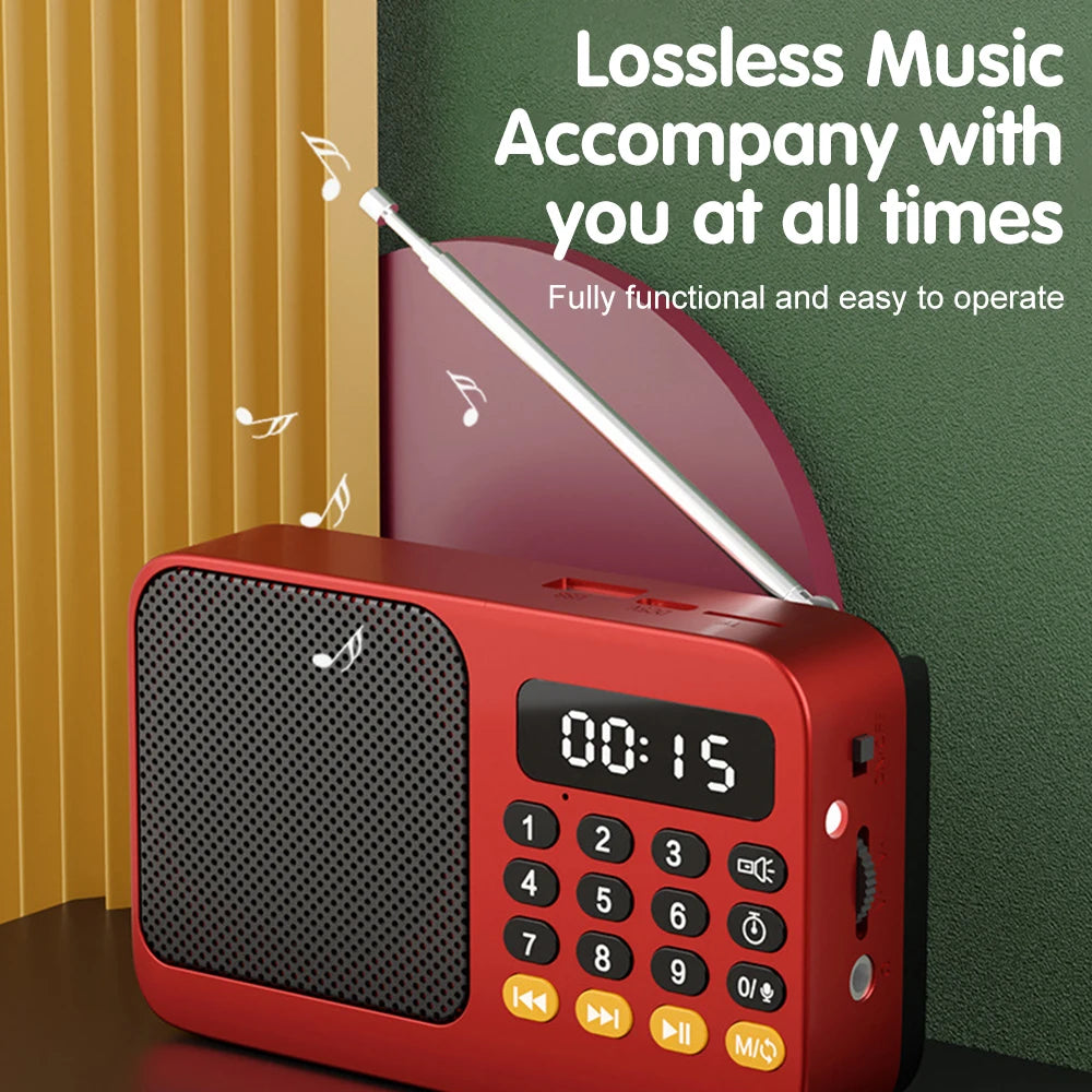 Portable Radio Music Player Handheld Rechargeable Digital FM USB TF MP3 Player Speaker Devices Supplies With LED Display Radio ﻿