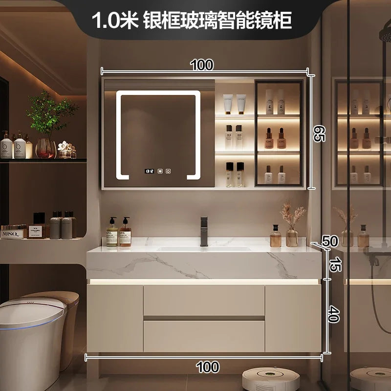Partitions Storage Bathroom Cabinet Organizer Mirror Wall Shelves Accessories Toilet Cupboard Luxury Gabinete Home Furniture