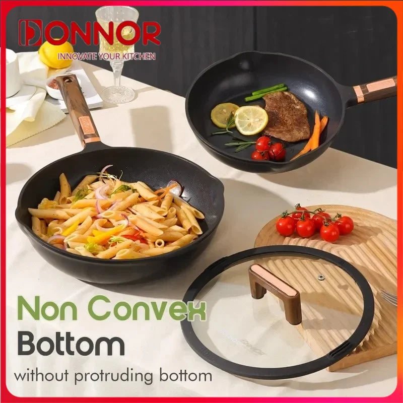 DONNOR Non-stick Frying Pan Soup Pot Wok Omelette Pans Cooking Pot Cookware for Gas Stove and Induction Cooker Home Accessories