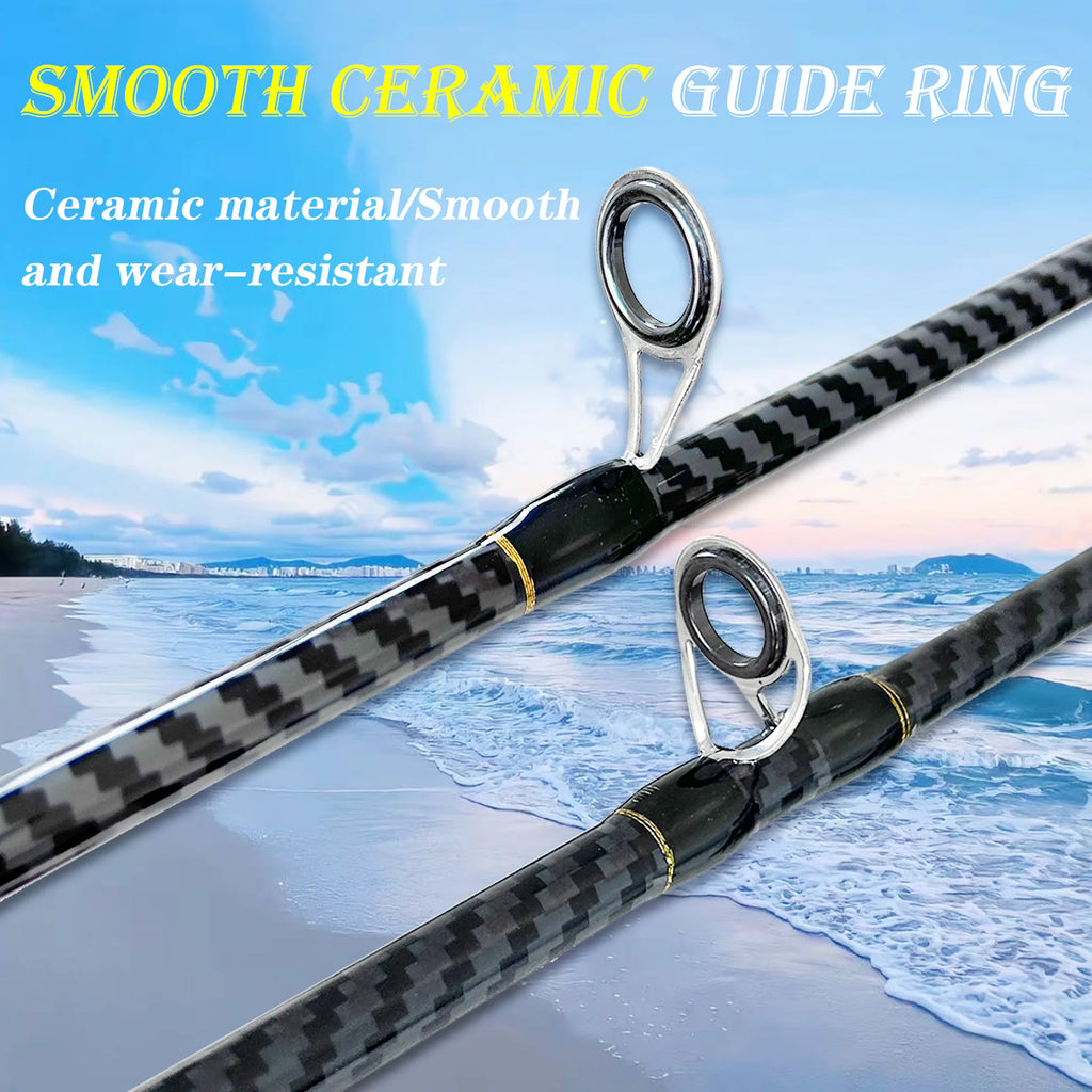 1.8-Meter Two-Section Lure Rod Suitable for Various Waters, Lightweight and Portable, Comfortable to Hold, Imitation Wood Soft Handle, Eav Segmented Grip, All-Black Color with Gold Accents, Enhanced Fashion, Ceramic Guide Rin