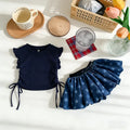 Kids Girls Summer Clothes Sets Fashionable Lace T-shirt + Floral Skirt Pants Children Clothing Baby 2pcs Sets Kids Clothes Girls