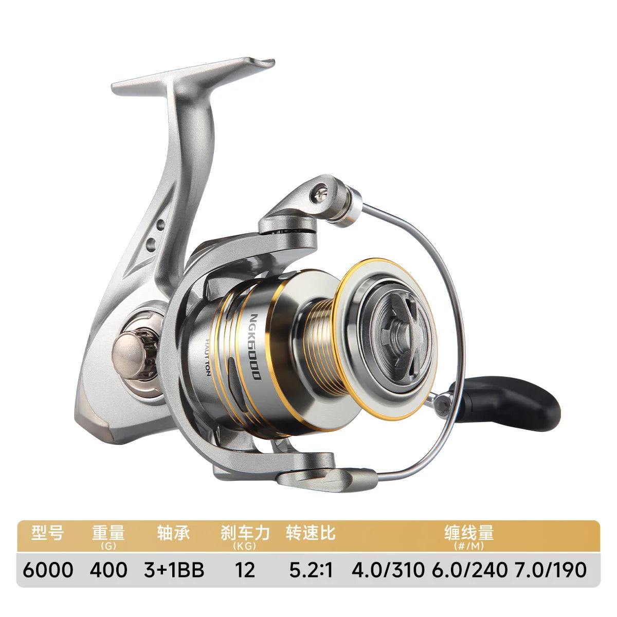HAUT TON NGK 8000/9000/10000/12000/14000 Surfing Saltwater Spinning Fishing Reel 6+1BB 18kg/55lb Max Drag Anti-corrosion