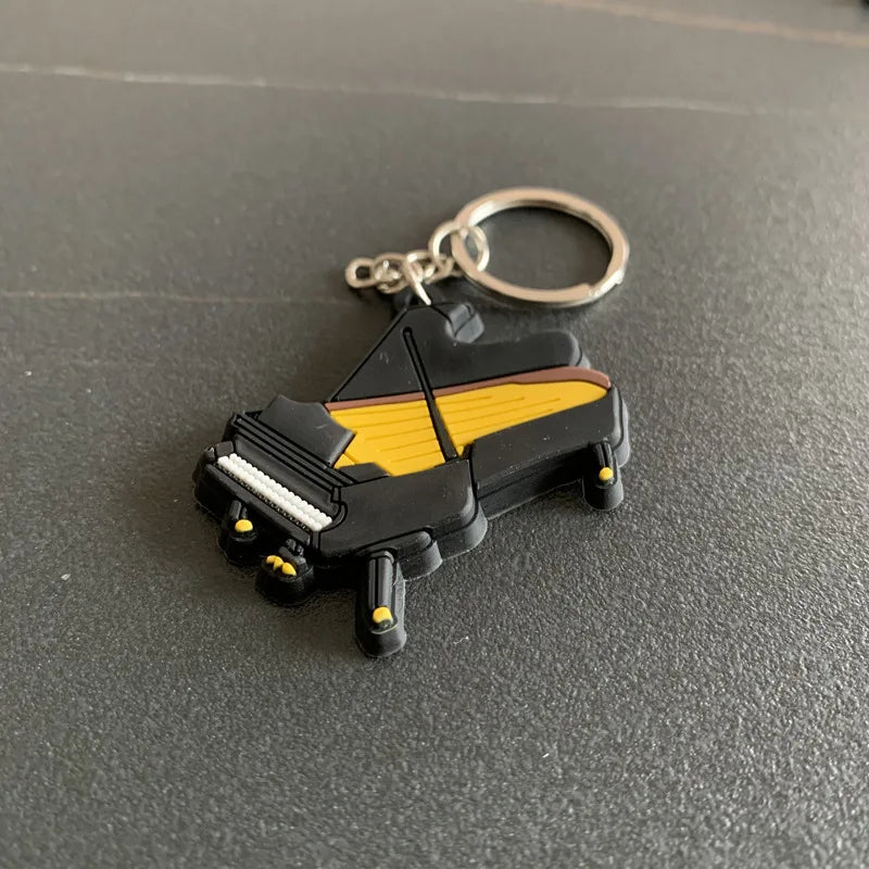 New Musical Instrument Silicone Guitar Pvc Soft Keychain Cartoon Small Gift Pendant K5156