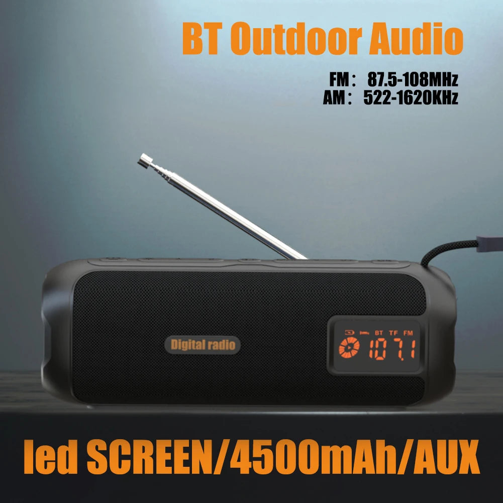BT Speaker Portable Radio AM FM Radio Rechargeable Radio for Home Kitchen Outdoor