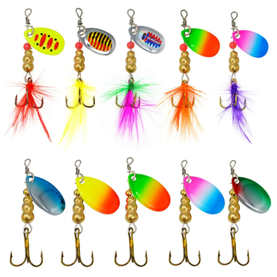 1Pcs 3G 3.5G 4.5G Spinner Lures Rotating Spinners Spoon Hard Bait Pike Metal With Treble Hooks Fishing Lure Pesca Tackle