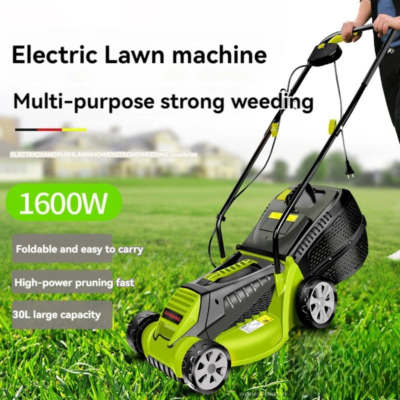 1600W Powerful Electric Lawn Mower, Weeding Machine, Hand Push Electric Household Weeding Machine, Lawn Mower