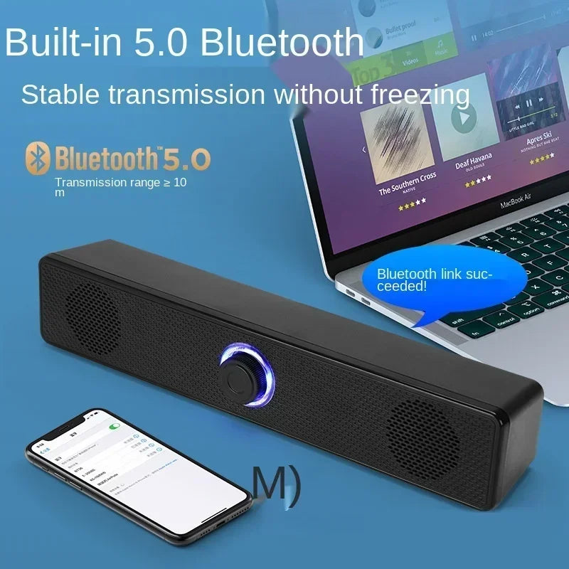 2.1 Channel Wired Soundbar with Subwoofer for PC/TV/Laptop - Stereo Multimedia Speakers,  Mini Sound System, Aux/USB Input