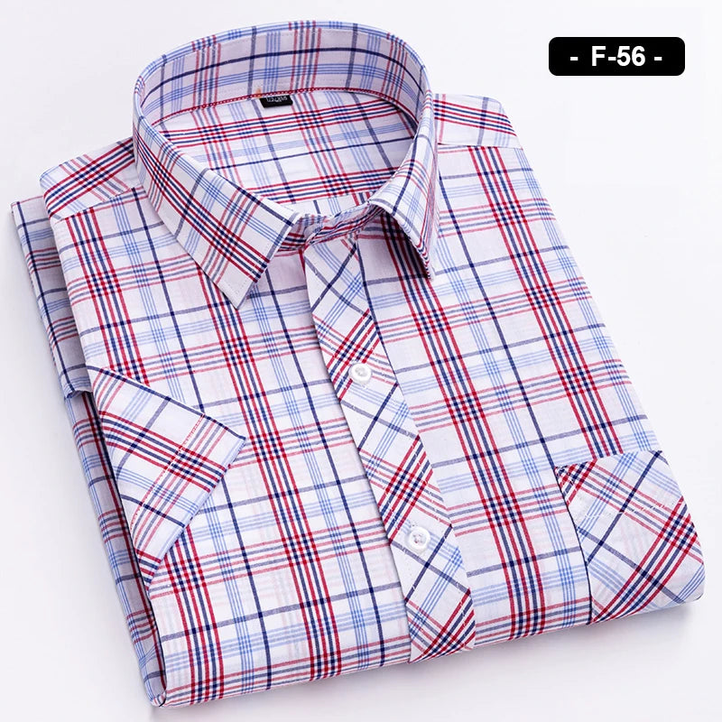 Plaid Short Sleeve Shirts For Man Cotton Checked Colorful New Fashion Summer Young Boy Beach Clothing Confortable Casual Shirts