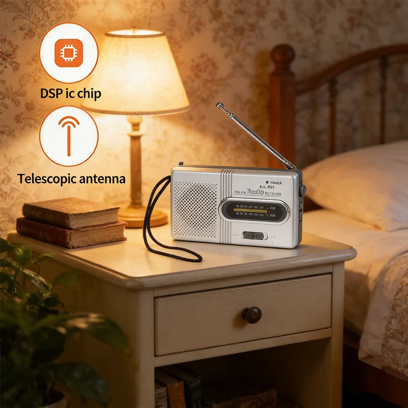 2026 Multifunction Mini Stereo Radio - Portable AM/FM Tuner & Music Player, Features Telescoping Antenna and Built-in Speaker
