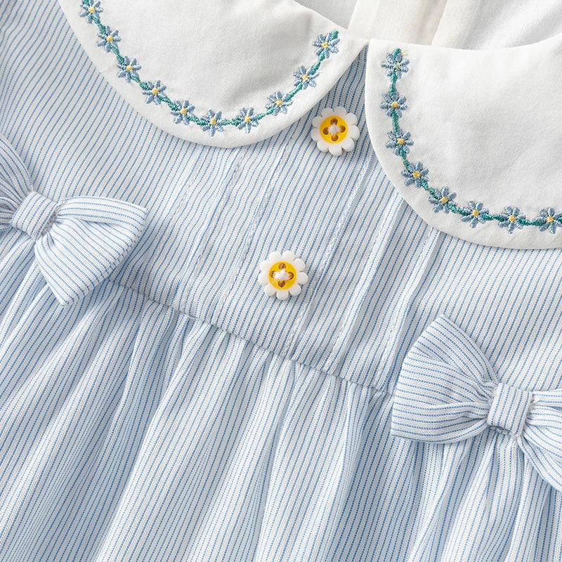Dave Bella Girl's Princess Dress 2025 New Summer Children's Baby Sleeveless Cute Sweet Blue Fashion Casual DB2240415