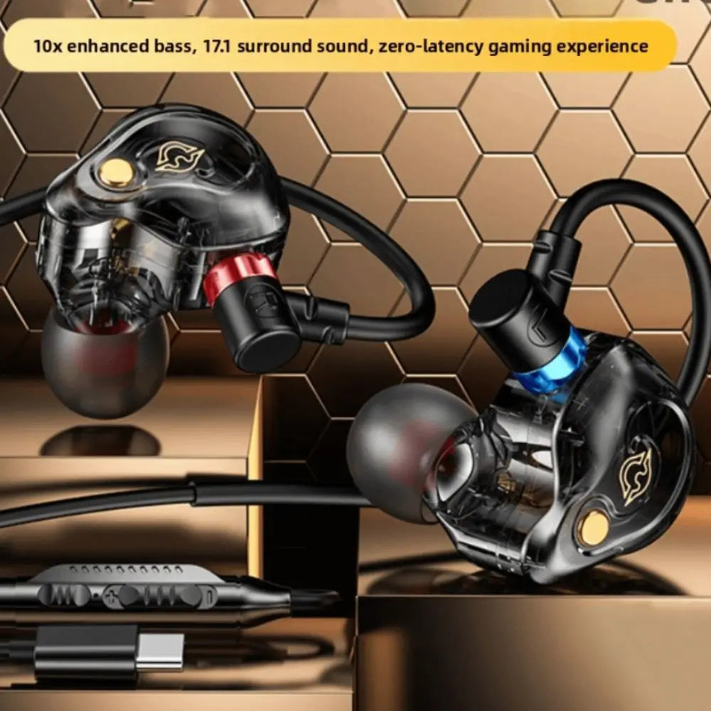 Stereo Wired Earbuds 3.5mm/Type C Wired Earphone in-Ear HD Mic Wired Headset HiFi Stereo Surround Sound Earpiece Headset Sport