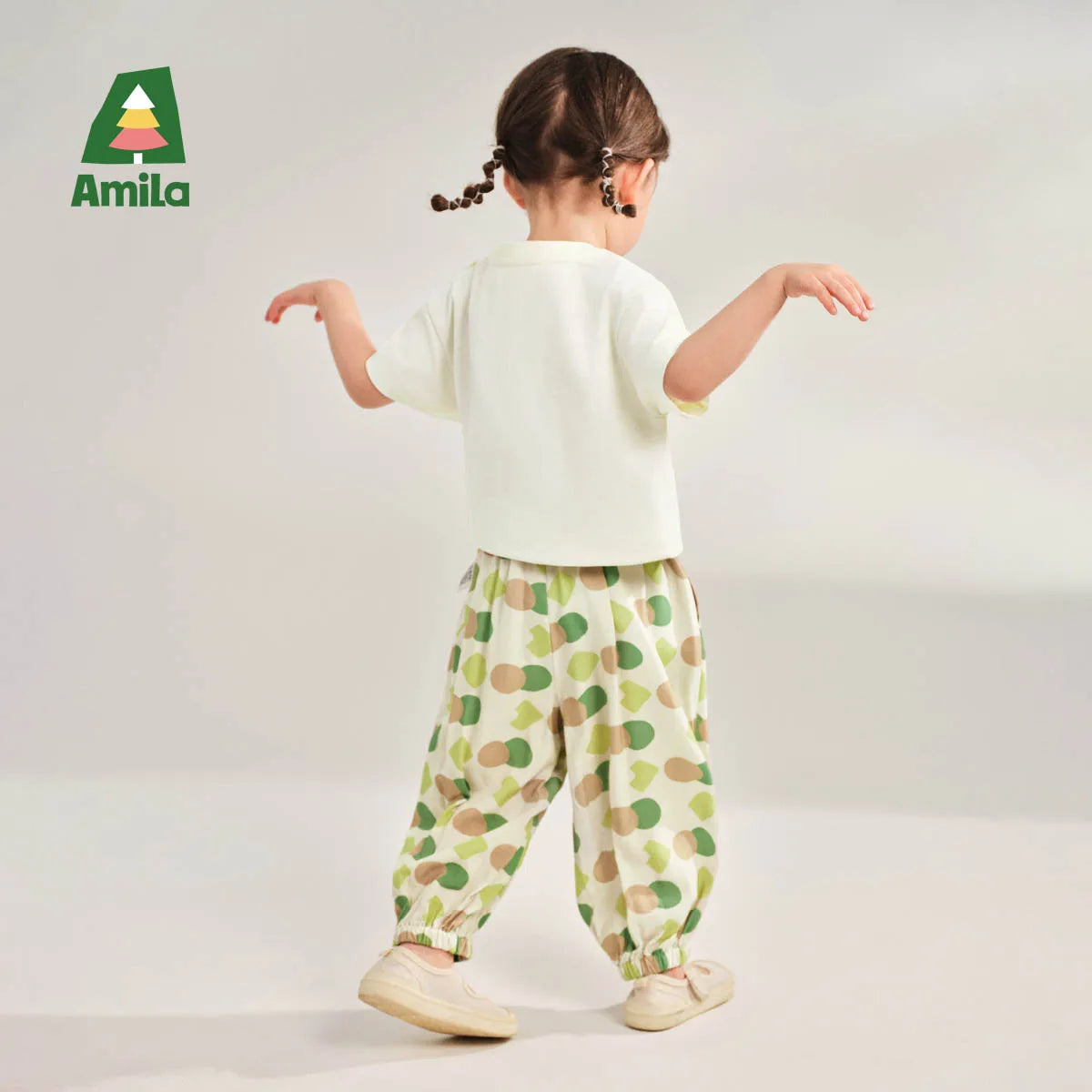 Amila Baby Pant 2026 Summer New Casual Fashionable Comfortable Breathable Fully Printed Contrasting Color Binding Feet Clothing