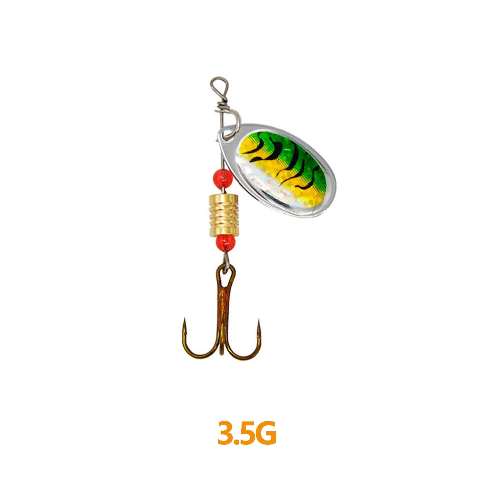 1Pcs 3G 3.5G 4.5G Spinner Lures Rotating Spinners Spoon Hard Bait Pike Metal With Treble Hooks Fishing Lure Pesca Tackle