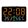 A multifunctional electronic clock with a borderless design, featuring brightness adjustment and automatic sensing functions, ca