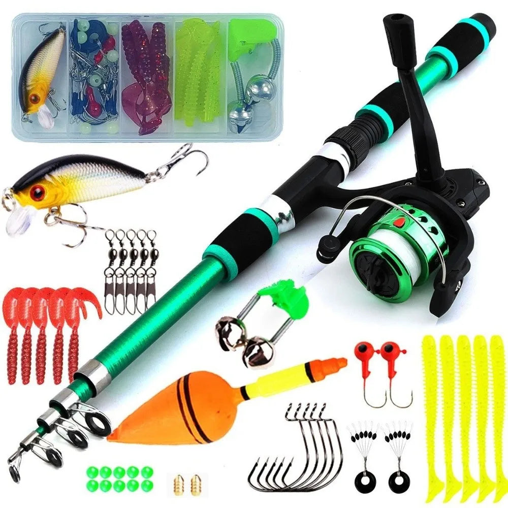 1.8M Length Spinning Fishing Rod 5.2:1 Gear Ratio 3BB Reel Telescopic Rod Max Drag 5kg Telescopic Design Fishing Kit