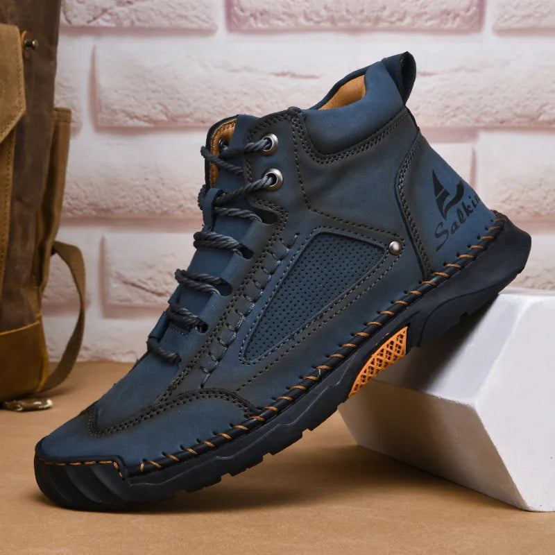 Hot Sale 2025 Handmade Men Boots Design Sneakers Ankle Boots Fall Breathable Man Outdoor Casual Leather Men Plus-size Shoes