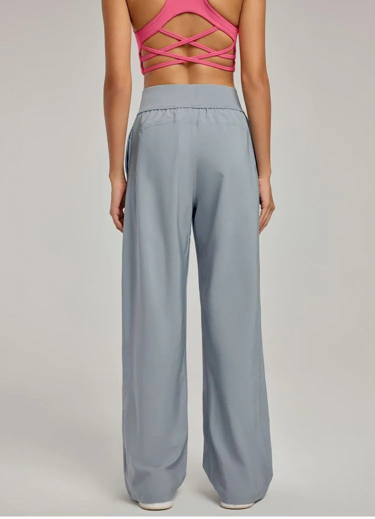 Women pants  Wide Leg High Waist Loose Trousers Summer Casual Yoga Pants  Draping Breathable Gym Lounge Pants Woman clothing