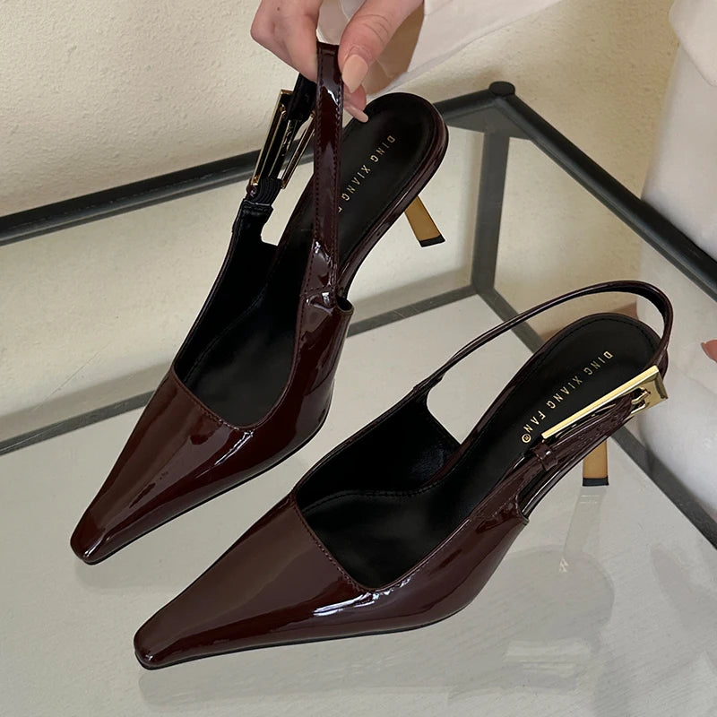 2025 Women Shoes Pumps Sandals Spring Fashion Pointed Toe Slingbacks Female Footwear Summer Ladies Shallow Shoes High Heels