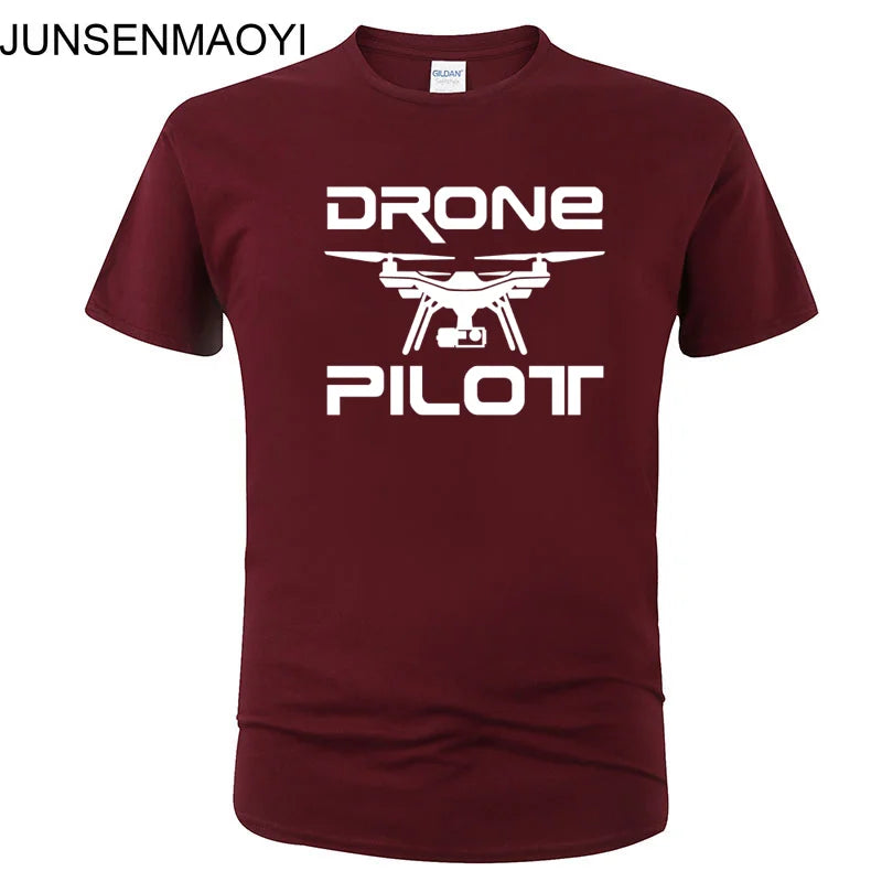 2025 New DRONE PILOTUAV Funny Printed T Shirt Summer Casual Cotton Short Sleeve O-Neck Men Clothing Brand Tee Plus Size XS-XXXL