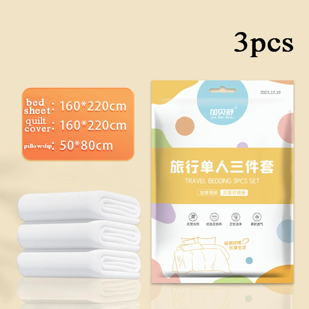 Disposable Bed Sheets Set Towel Hotel Quilt Cover Bedding Dirty Proof Pillowcase Dirty Quilt Cover Portable Travel Essential