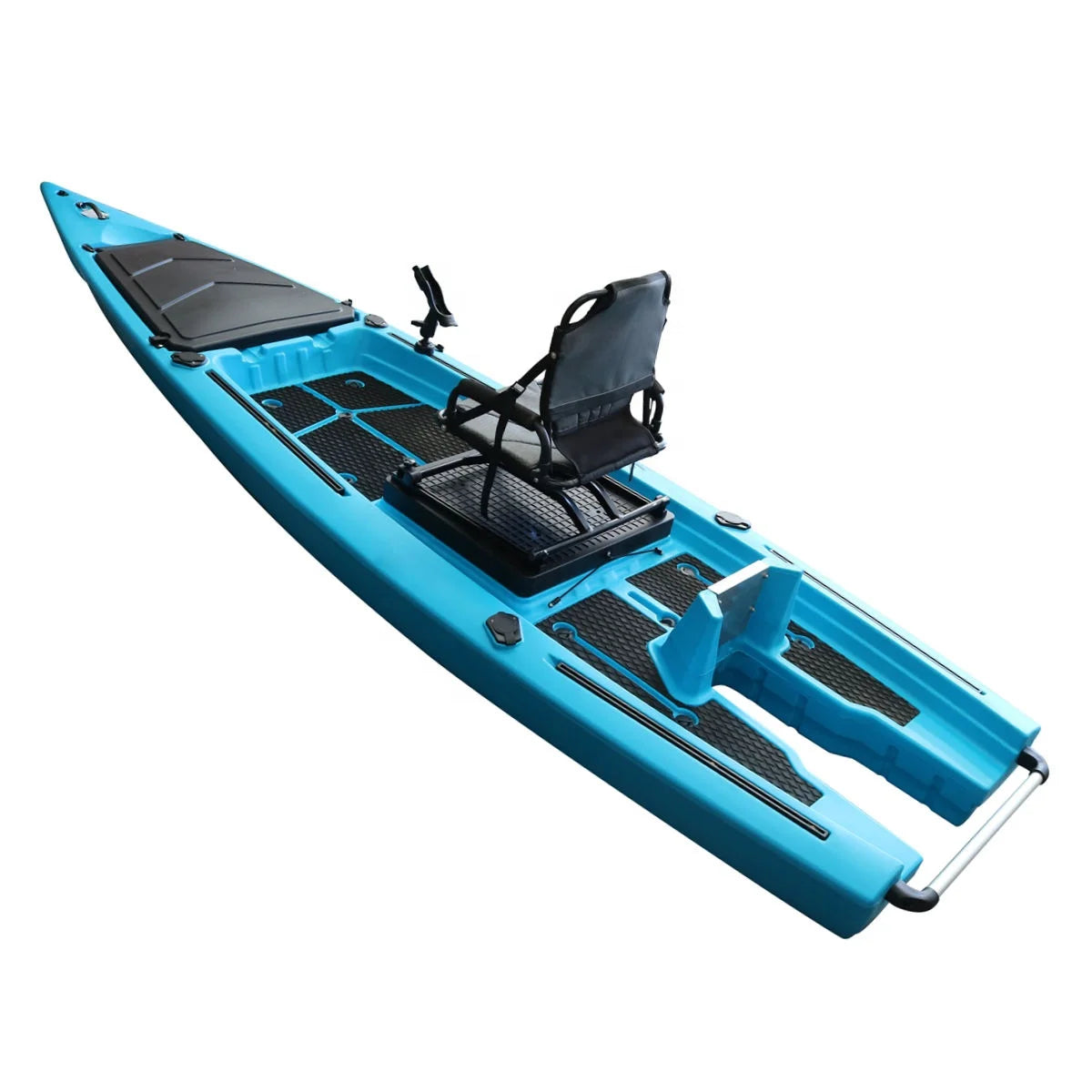 1 Person Fishing Kayak, 13FT HDPE Motorized Kayak, Pedal Drive Single Sit-on-top Kayak, 390x110x33cm Heavy Duty Fishing Canoe