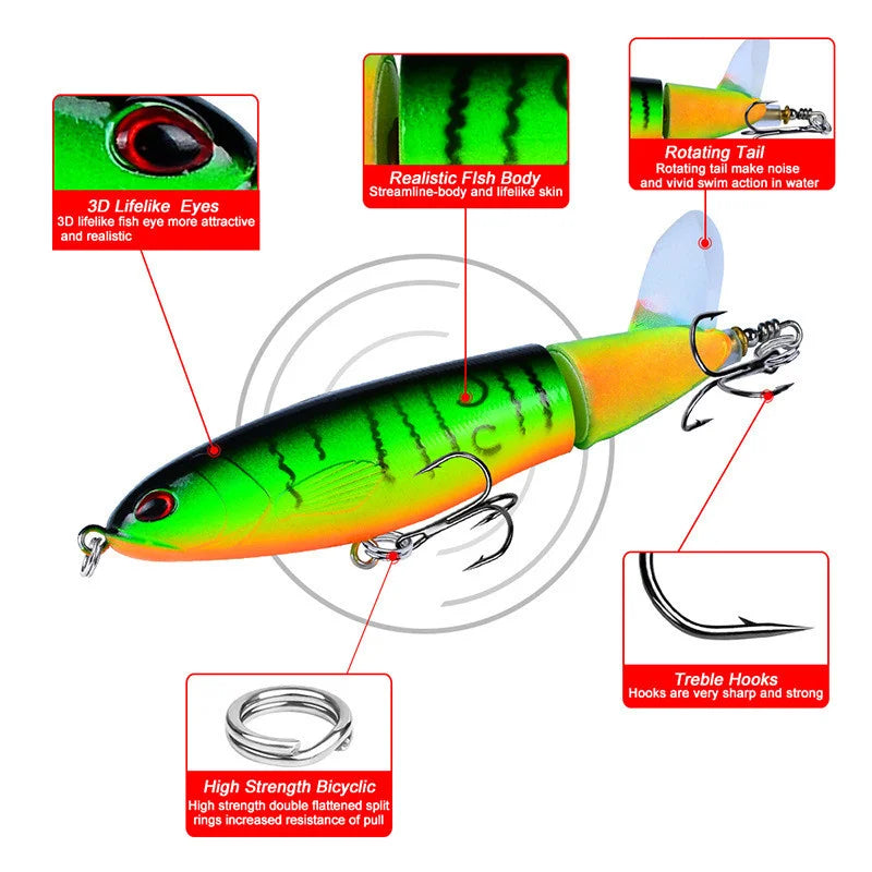 Topline Tackle Whopper Plopper Topwater Fishing Lure 13g15g36g Floating Lure Trolling Crankbait Pike Hard Baits Artificial Baits
