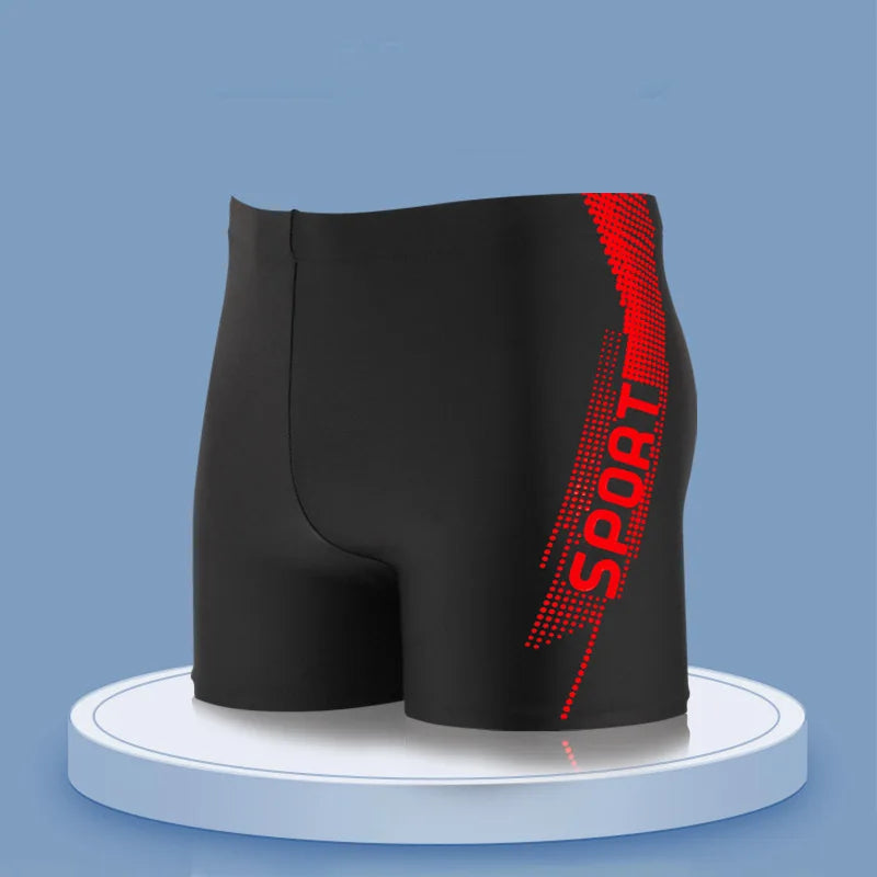 Men's High Waist Swim Trunks Quick Dry Swimming Shorts Soft Breathable Beach Wear for Bathing Hot Spring Slim Fit Swimwear