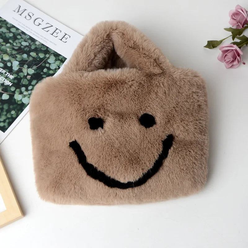 Woman Versatile Cute Soft Handbags Autumn And Winter Plush Shoulder Bag Messenger Bag Tote Bag Female Handbags Shopper Bag
