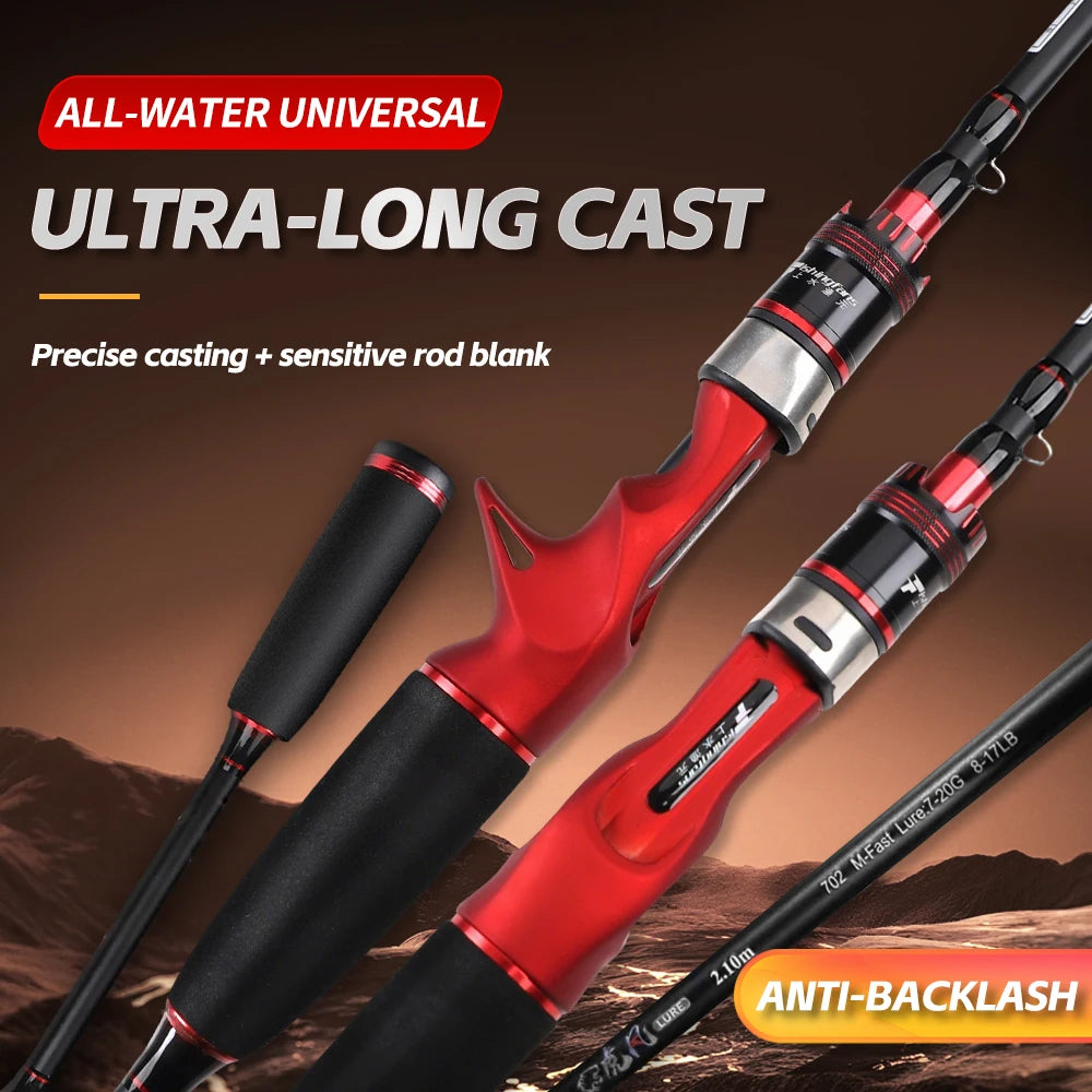 FISHINGFANS 2.1m 2.4m casting 7-20g 8-17lb Medium M Power Fast action Carbon Blank Sea Bass Perch Carp Fishing Rod