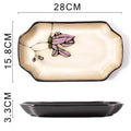Ceramic hand-painted flowers creative dish plate Japanese tableware household fish plate round fruit plate kiln change rice bowl