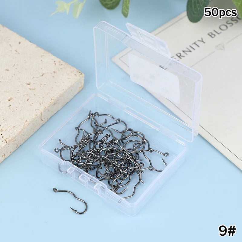 50pcs Premium Fishing Hooks Barbed Design For Anti-Slip & Secure Fish Grip | Reliable For Freshwater And Saltwater Hunting