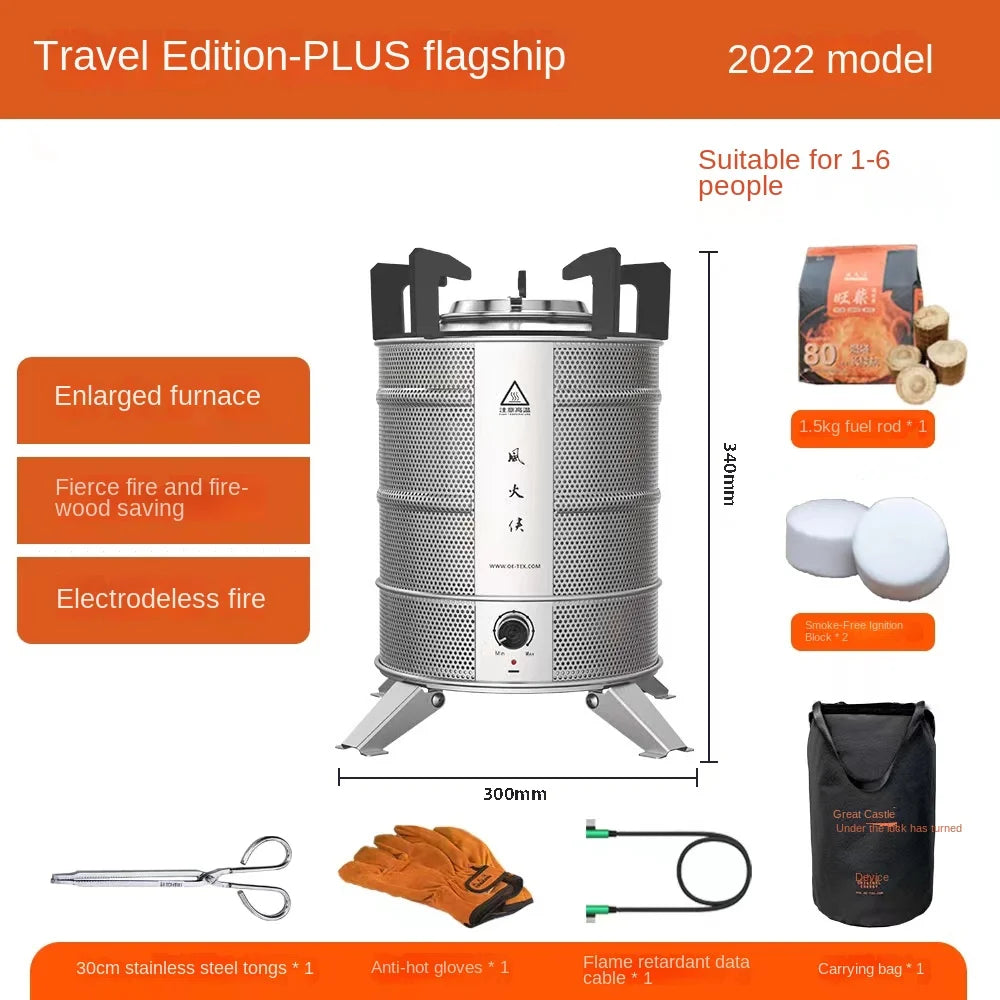 Firewood Stove Outdoor Grill Camping Hot Pot Dedicated Picnic Stoves Self-Driving Portable Fierce Fire Stove