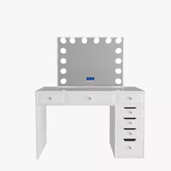 Stock In USA! Docarelife Modern 7 Drawers Bedroom Furniture Hollywood Inspired Makeup Vanity Dressing Table With Mirror Cabinet.