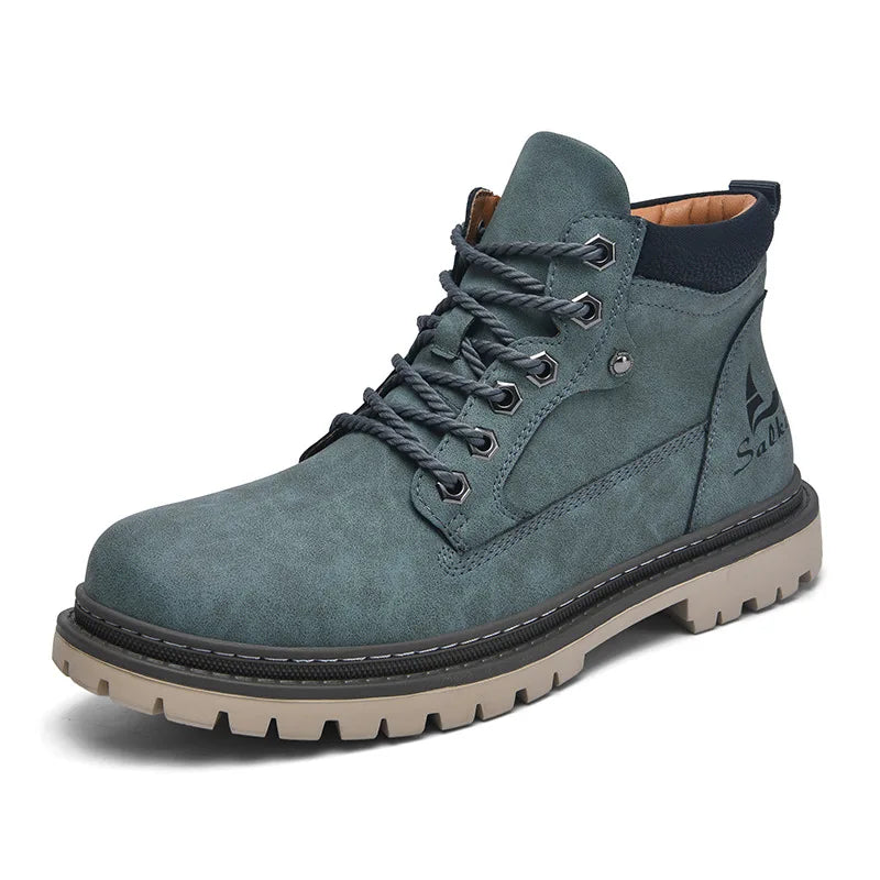 Handmade Men's Boots Outdoor Hiking Boots Lace Up Ankle Boots Autumn Leather Boot High Top Non-slip Men Shoes Botas Para Hombre
