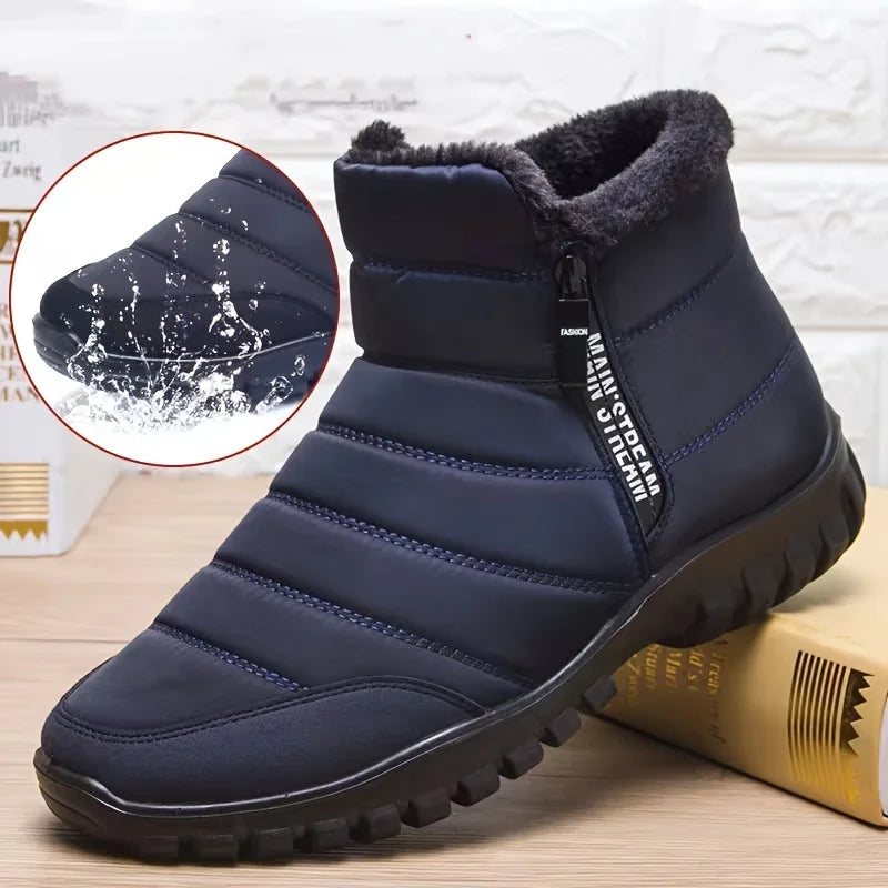 Men's shoes: Men's casual shoes with fleece, warm, waterproof and wear-resistant snow boots
