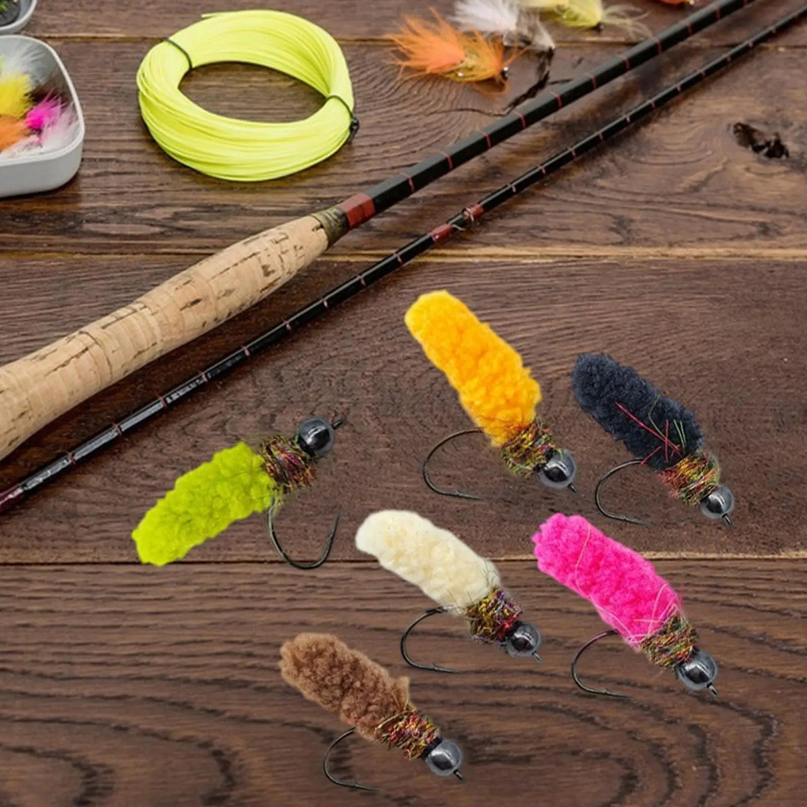 6 Pieces Fly Fishing Lures Artificial Baits Copperhead Freshwater Saltwater Nymphs for Panfish Salmon Bluegill Fishing Tackle