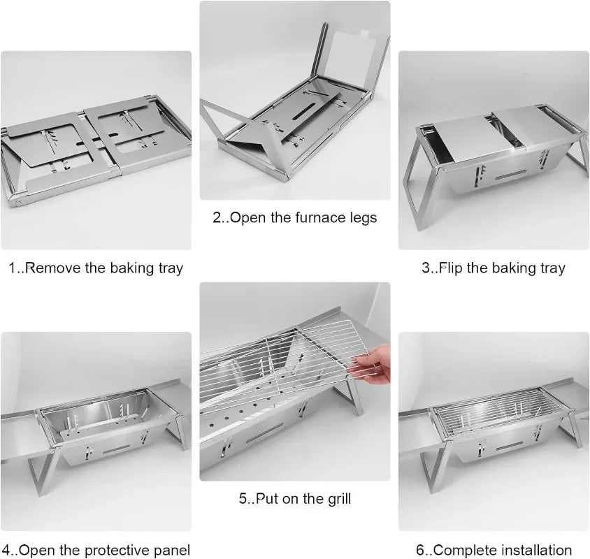 Stainless Steel Barbecue Oven Outdoor Charcoal Thickened Barbecue Grill Household Small One-second Folding Carbon Kebab Stove
