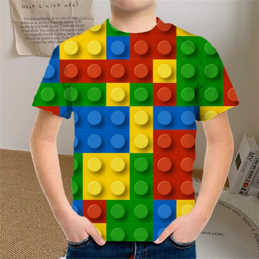 Kids Clothes Colored Particles T-Shirt Boy Girls Children Clothing for Boys Child Top Summer Short Sleeve Casual T-Shirt 7 to 10