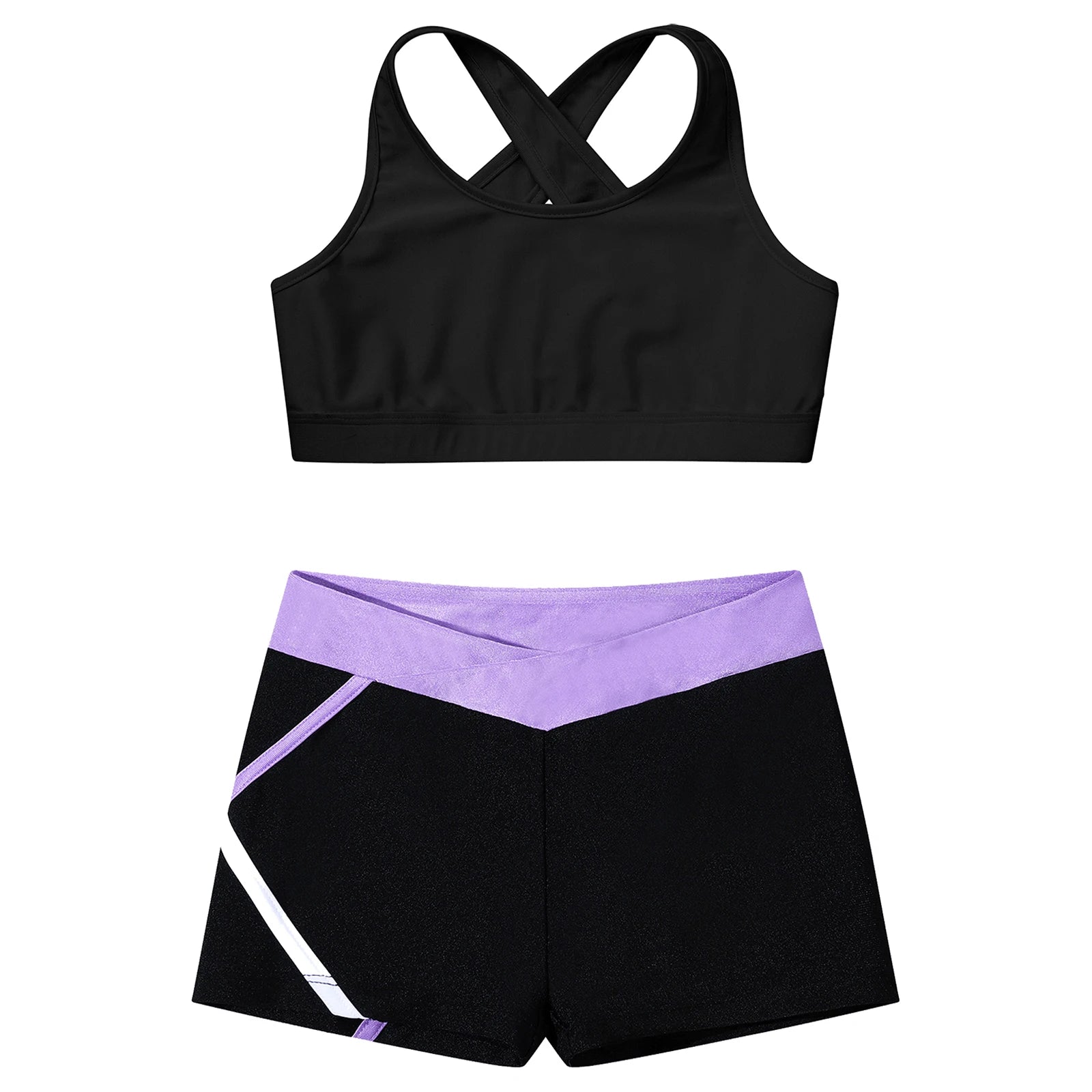 Children's Clothing Girls Ballet Dance Suits Crop Top + Shorts Sports Sets for Running Gym Workout Outfit 8 10 14 16 Kids Sets