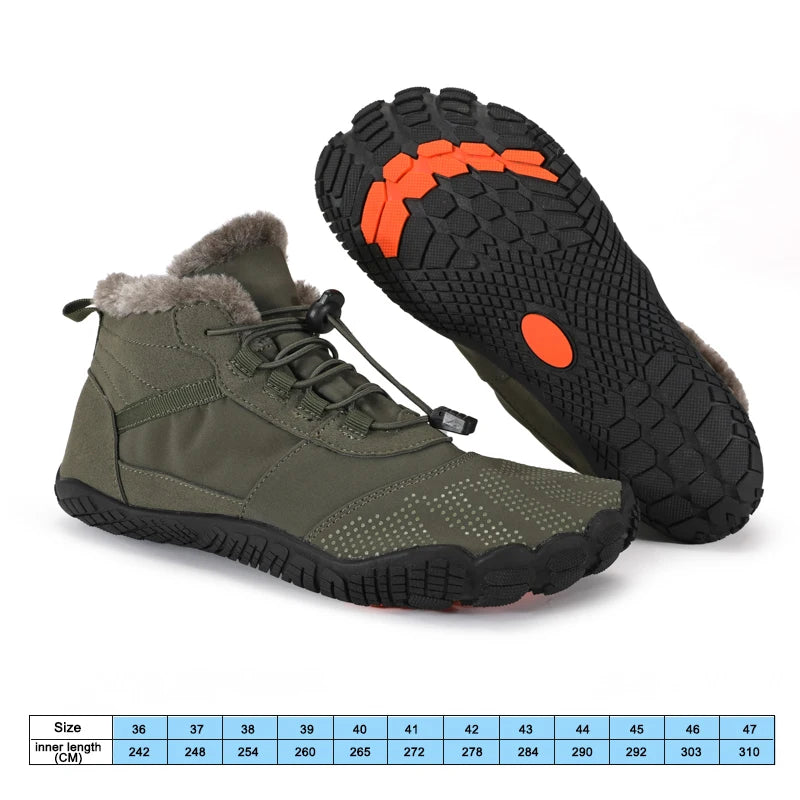 New Winter Boots for Men Women Snow Barefoot Casual Shoes Outdoor Work Shoes Ladies Warm Fur Men Ankle Shoes Male Snow Boots