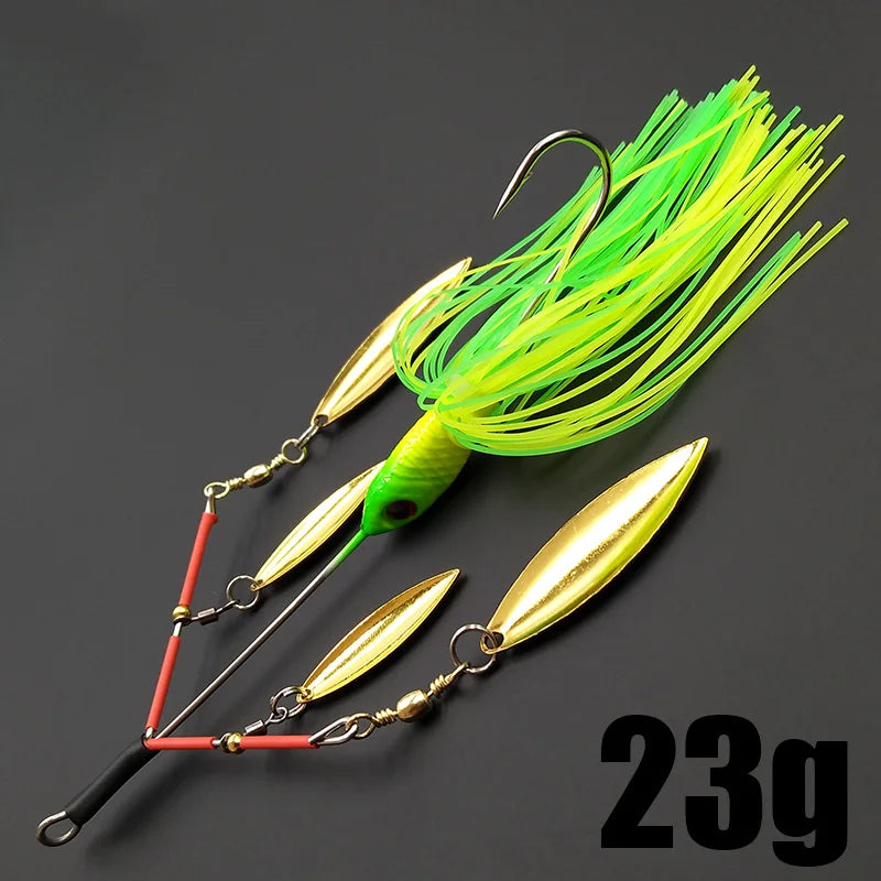 Lunker Spinner Baits Hard Fishing Lure 23g Noisy Buzz Rotating Blade Bubble Vibration Tandem Spin Willow Bass Trout Perch Pike