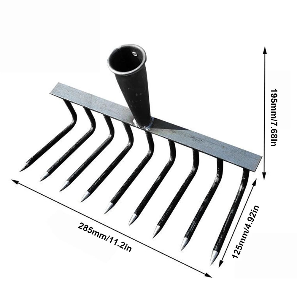 4/7/9/12 Teeth Weeding Hoe Rake Farm Tool Weeding Scarifier Artifact Agricultural Nail Harrow Carbon Steel Garden Weeding Tools