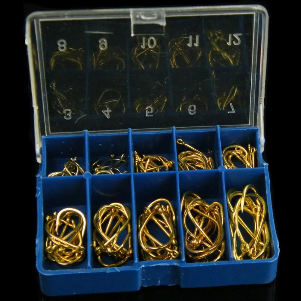100PCS #3-#12 Fishhook Barbed Hooks Silver Black Gold High Carbon Steel Freshwater Fishing Hooks Sharp Jigging Carp Fishhooks