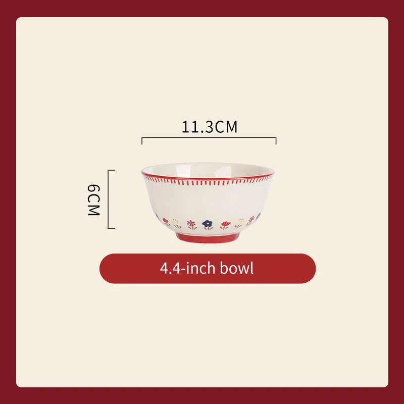 High Quality Vintage Ceramic Dinnerware Ceramic Soup Bowl Salad Pasta Plate Microwave Safe Colorful Ceramic Plates Bowls Set